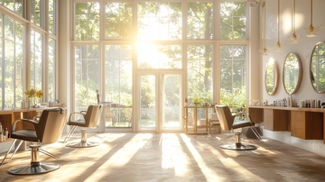 阳光洒进的明亮发廊