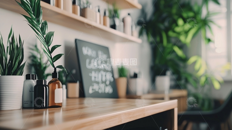 高清大图下载【趣麦麦图】木质桌面绿植装饰