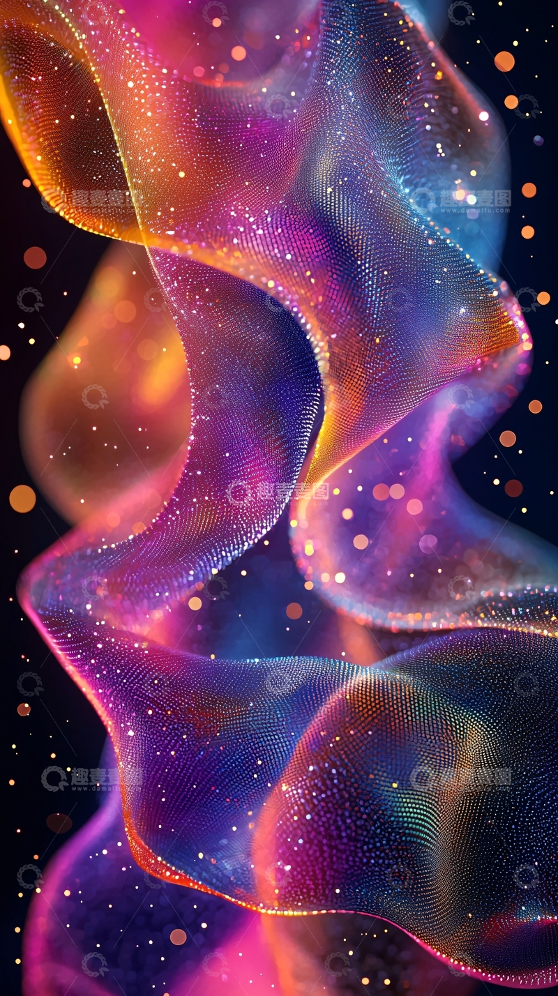 高清大图下载【趣麦麦图】流动彩色光线与粒子