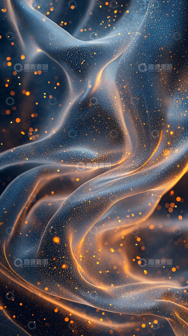 高清大图下载【趣麦麦图】蓝色丝绸上的金色光点