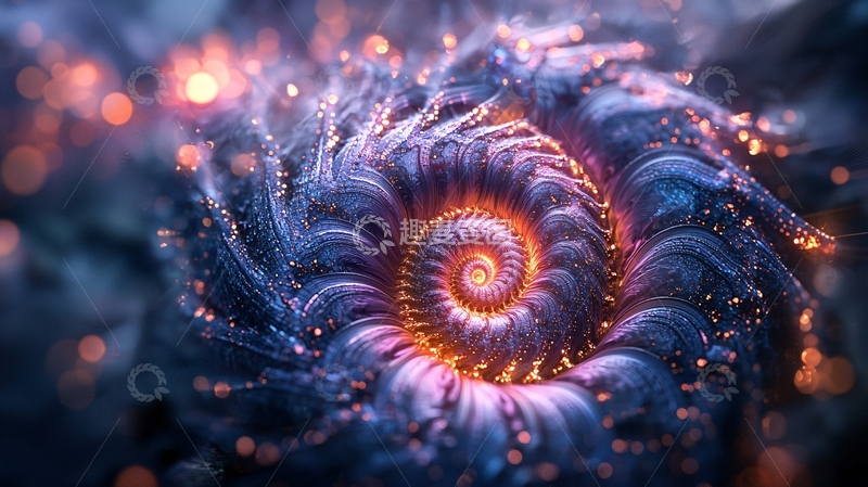 高清大图下载【趣麦麦图】蓝色螺旋光芒绽放