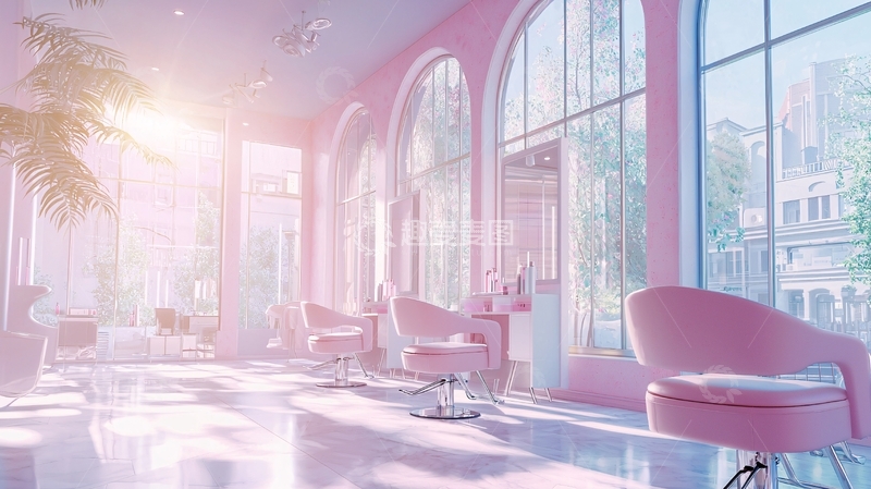 高清大图下载【趣麦麦图】粉色系梦幻美发沙龙