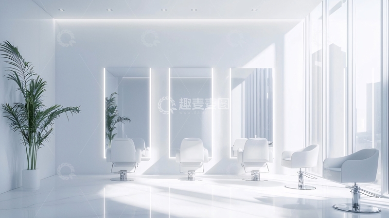 高清大图下载【趣麦麦图】极简风白色美发沙龙