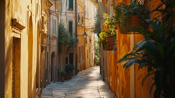 阳光洒满的欧洲老街