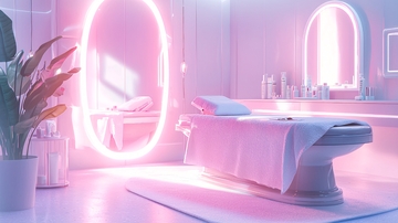 粉色霓虹灯美容院