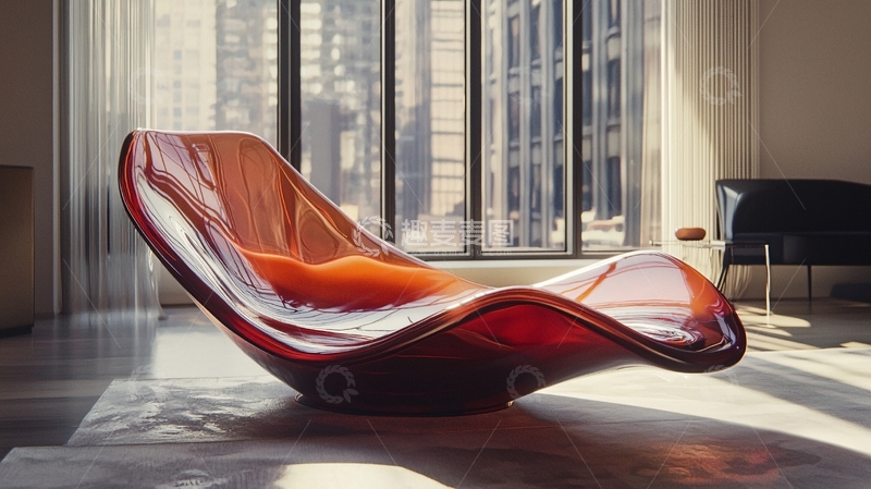 高清大图下载【趣麦麦图】流线型透明琥珀色躺椅