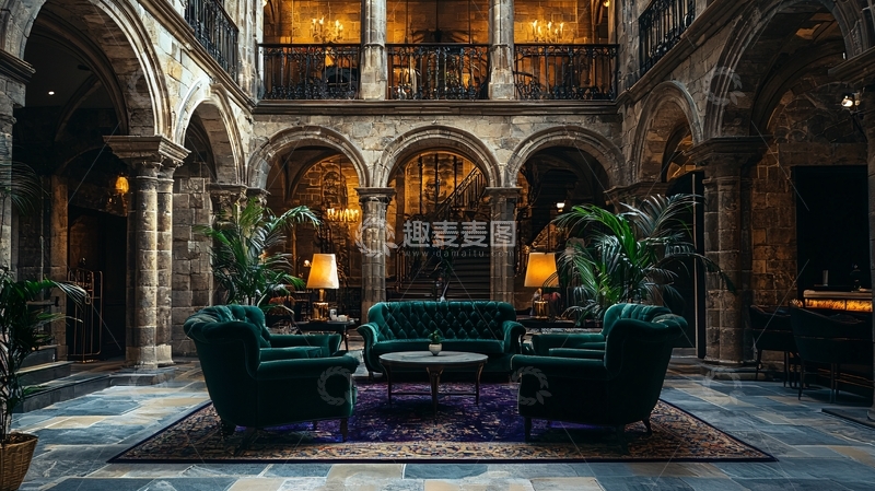 高清大图下载【趣麦麦图】奢华酒店内庭