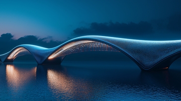 夜幕下未来感十足的桥梁设计