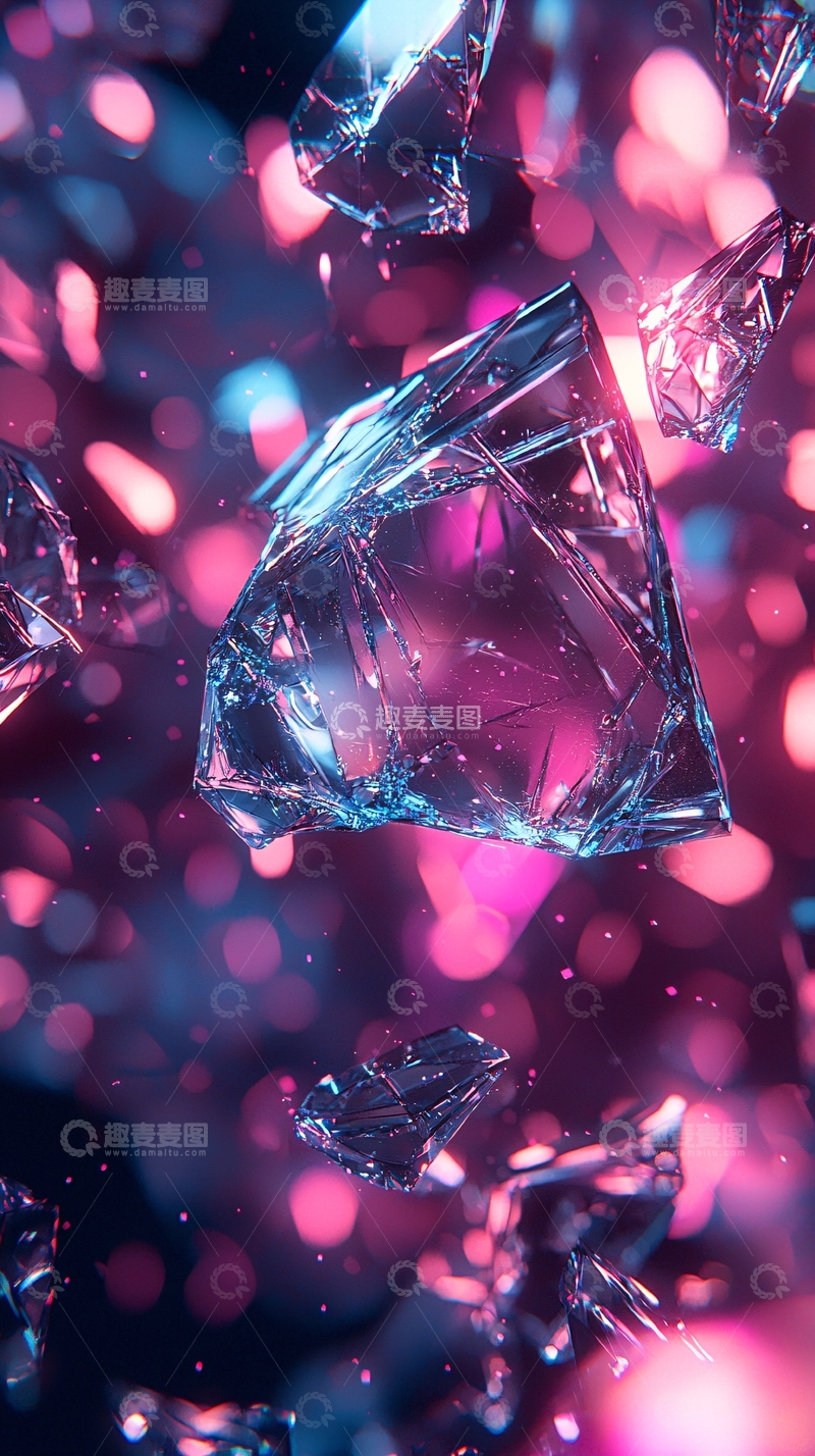 高清大图下载【趣麦麦图】悬浮的紫色水晶碎片