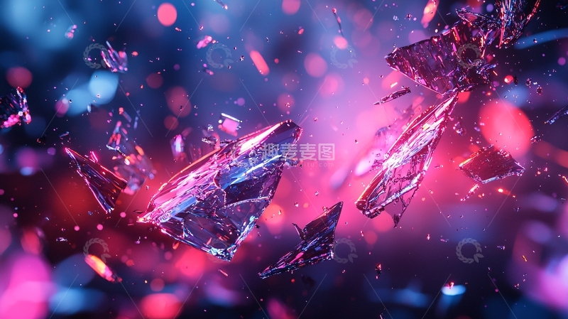 高清大图下载【趣麦麦图】破碎的玻璃在空中飞舞