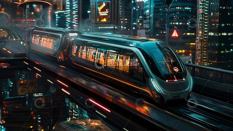 高清大图下载【趣麦麦图】未来都市磁悬浮列车