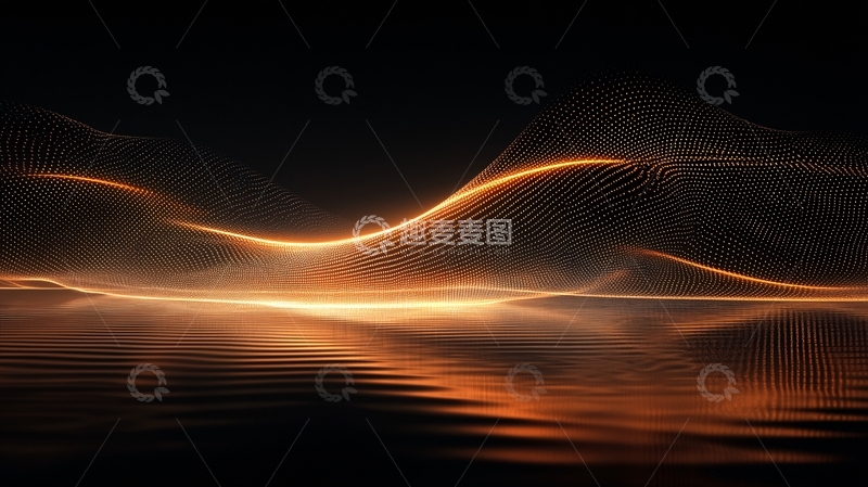 高清大图下载【趣麦麦图】金色光线在水面上的倒影