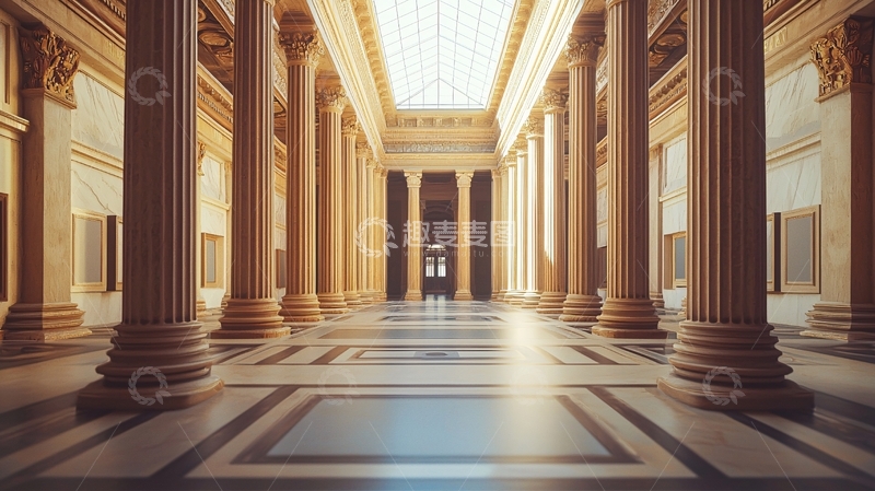 高清大图下载【趣麦麦图】宏伟的古典柱廊大厅