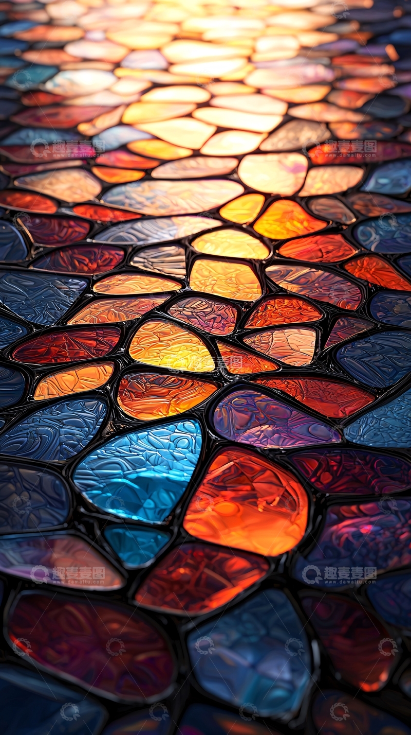 高清大图下载【趣麦麦图】彩色玻璃拼贴地板