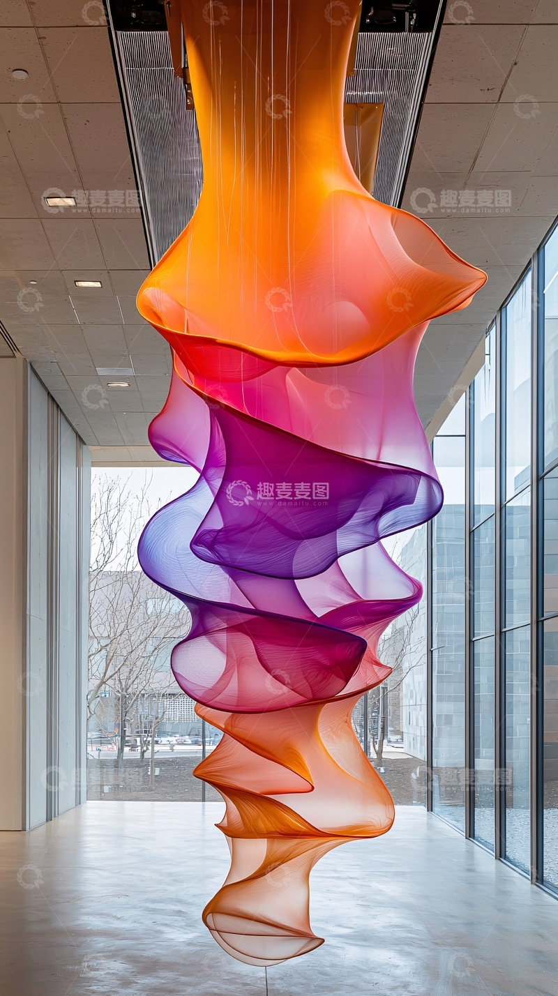 高清大图下载【趣麦麦图】色彩渐变悬挂艺术装置