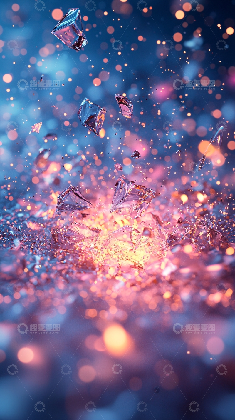 高清大图下载【趣麦麦图】蓝色梦幻闪光粒子