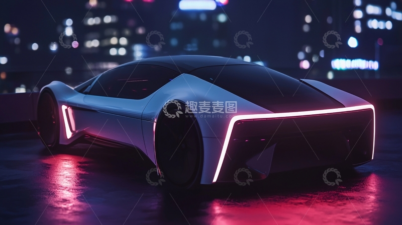 高清大图下载【趣麦麦图】未来感跑车夜景
