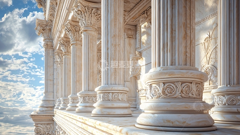 高清大图下载【趣麦麦图】白色大理石柱廊