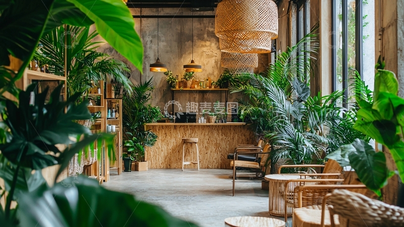 高清大图下载【趣麦麦图】绿植环绕的木质风格室内空间