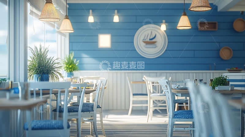 高清大图下载【趣麦麦图】蓝色海洋风格餐厅