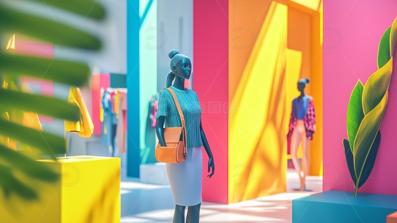 高清大图下载【趣麦麦图】色彩鲜艳的时尚服装展示