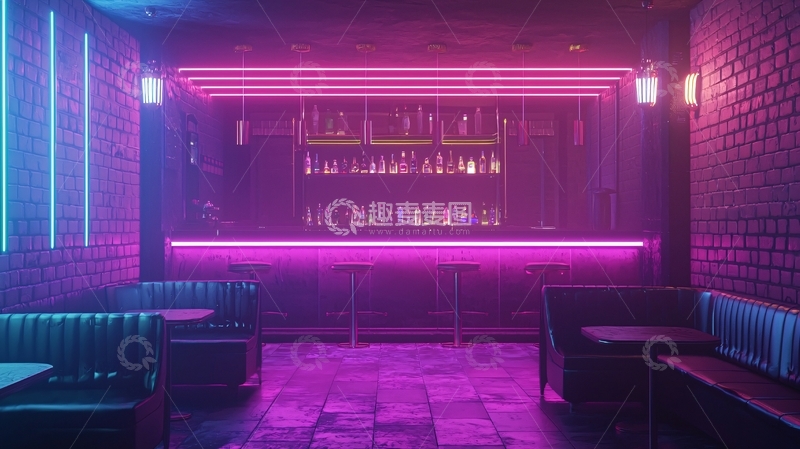 高清大图下载【趣麦麦图】霓虹灯酒吧