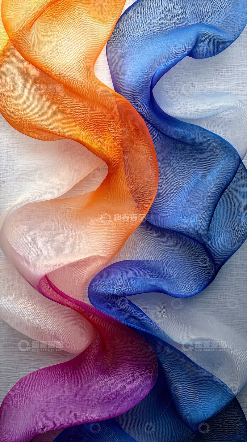 高清大图下载【趣麦麦图】彩色丝绸飘逸流动