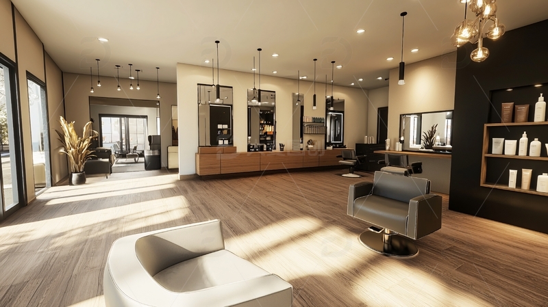 高清大图下载【趣麦麦图】现代简约理发店室内设计
