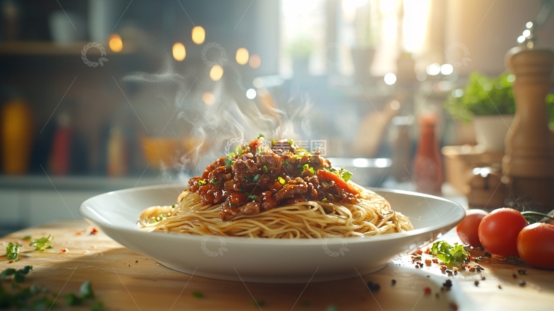 高清大图下载【趣麦麦图】热气腾腾的肉酱意面