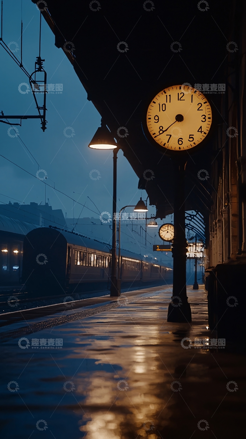 高清大图下载【趣麦麦图】火车站夜景