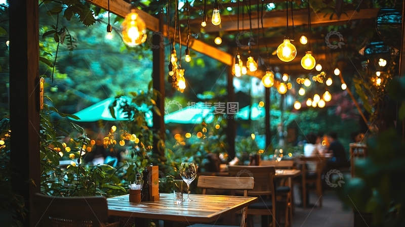 高清大图下载【趣麦麦图】户外餐厅夜景