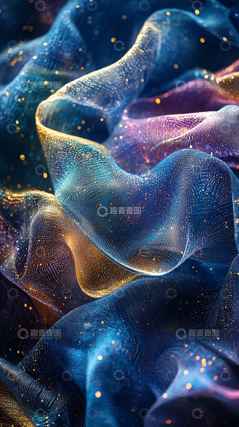 高清大图下载【趣麦麦图】蓝色星光纱幔