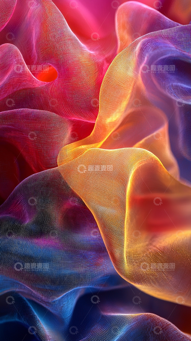 高清大图下载【趣麦麦图】抽象彩色纱幔