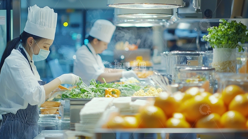 高清大图下载【趣麦麦图】厨师准备食材