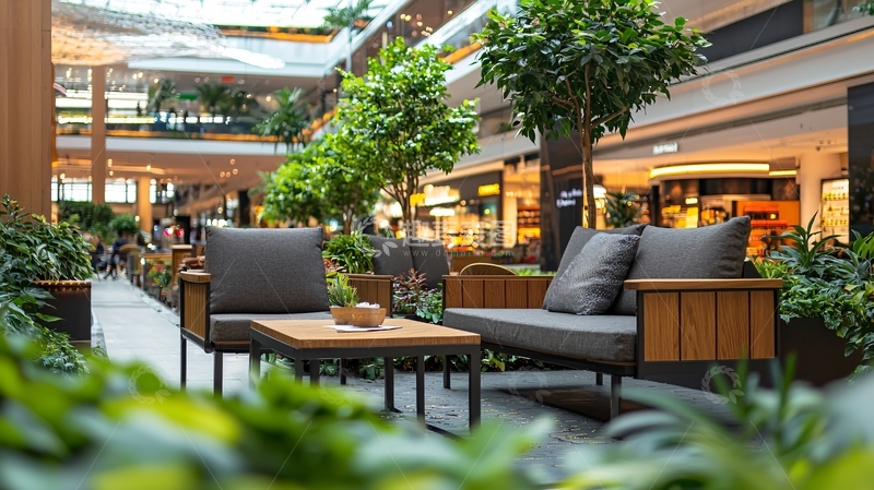 高清大图下载【趣麦麦图】商场室内绿植休闲区