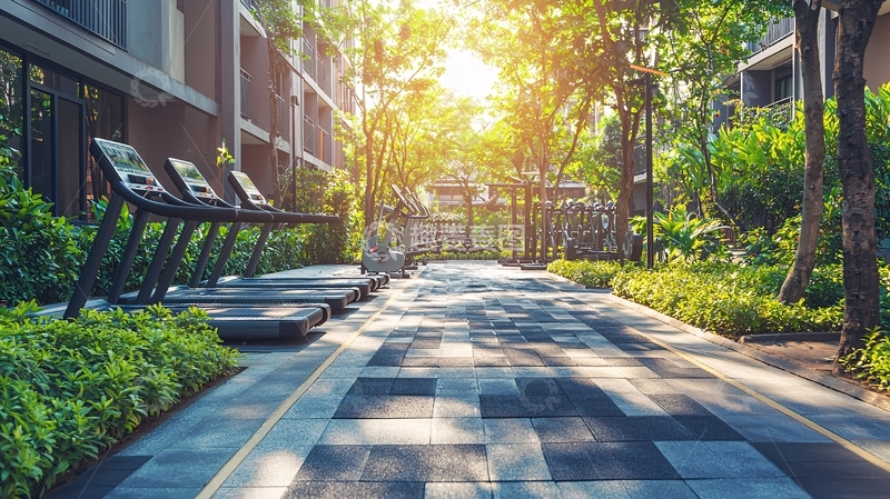 高清大图下载【趣麦麦图】小区健身步道