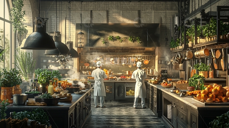 高清大图下载【趣麦麦图】阳光洒进复古厨房