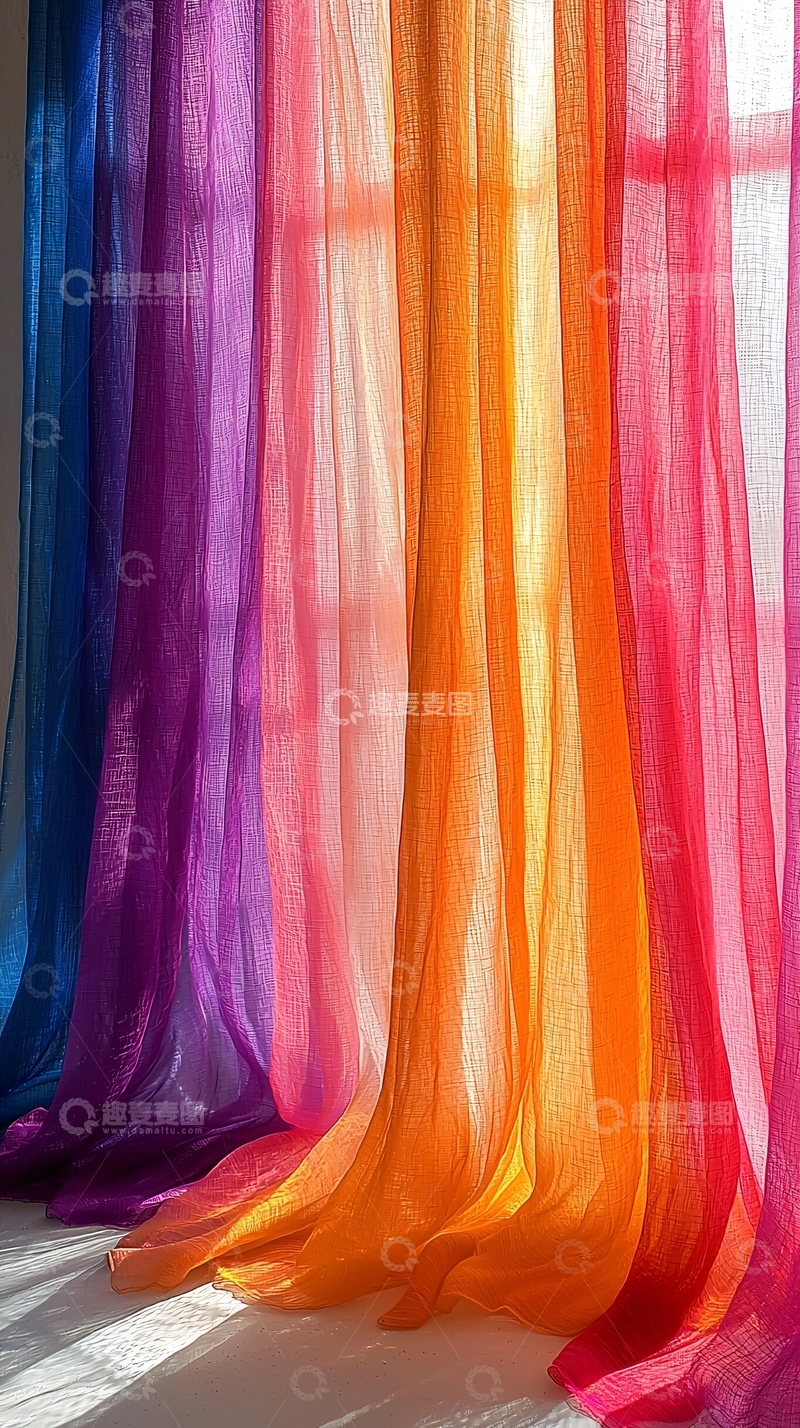 高清大图下载【趣麦麦图】彩虹渐变窗帘