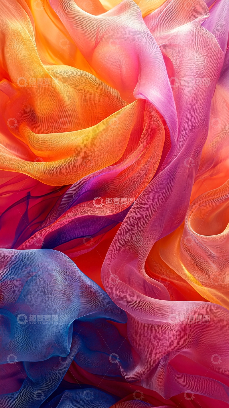 高清大图下载【趣麦麦图】彩色丝绸缠绕的抽象