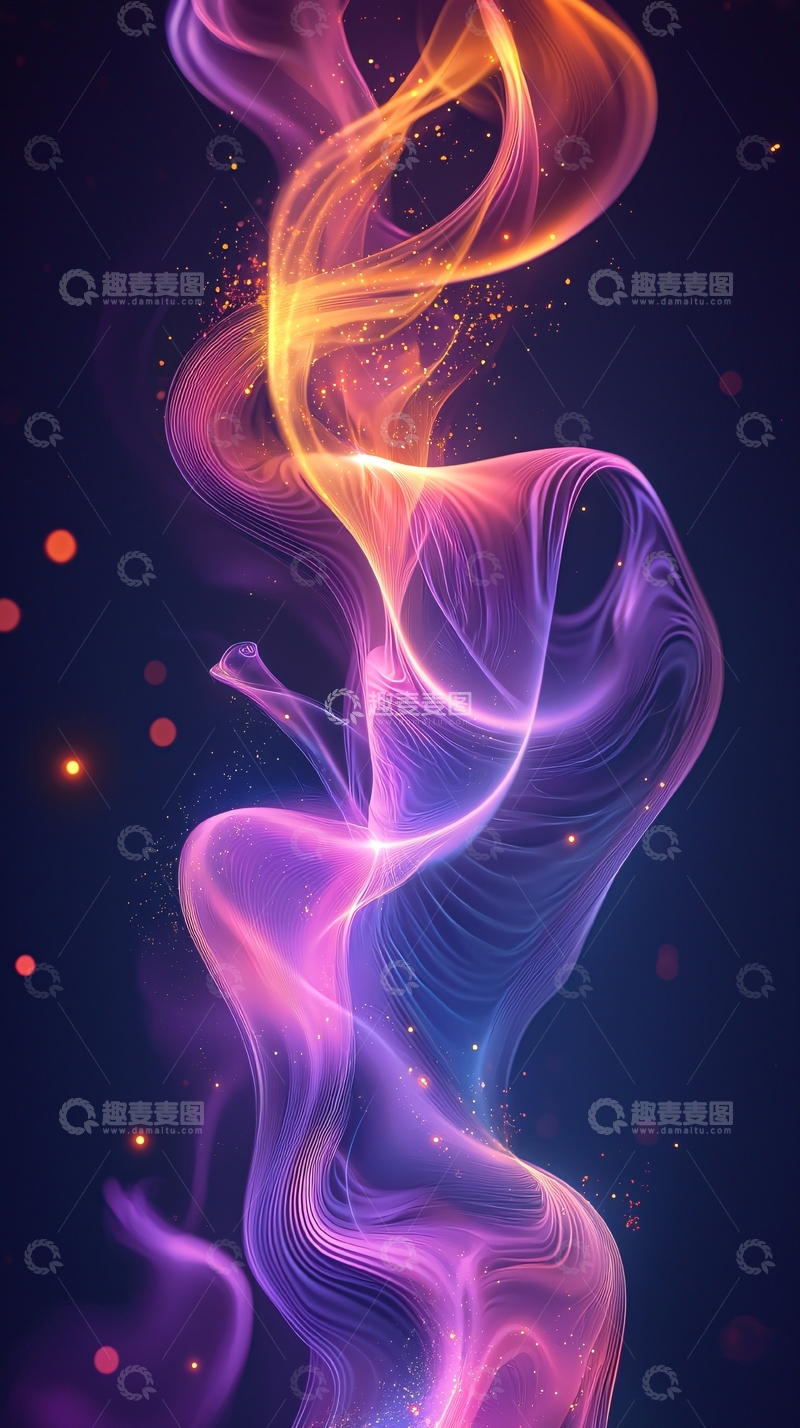 高清大图下载【趣麦麦图】绚丽光线形成的抽象曲线