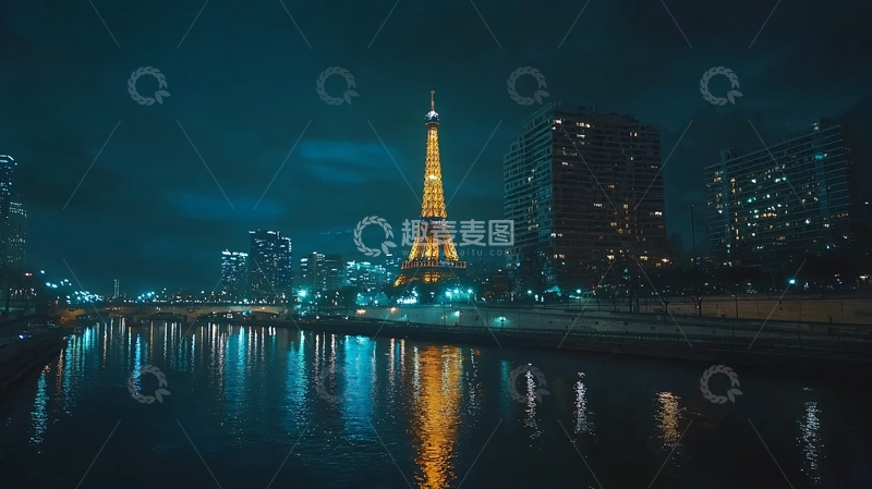 高清大图下载【趣麦麦图】夜色中的埃菲尔铁塔