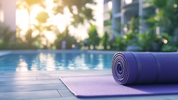 泳池边瑜伽垫