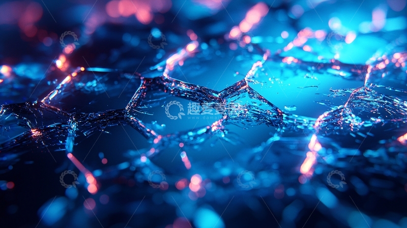 高清大图下载【趣麦麦图】科技感蓝色六边形纹理