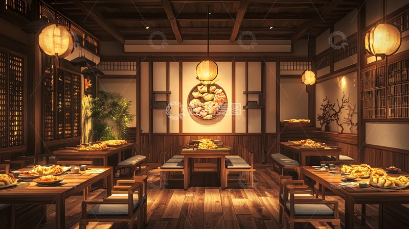 高清大图下载【趣麦麦图】中式餐厅室内设计