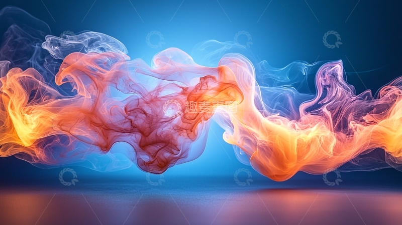 高清大图下载【趣麦麦图】橙色蓝色烟雾抽象背景