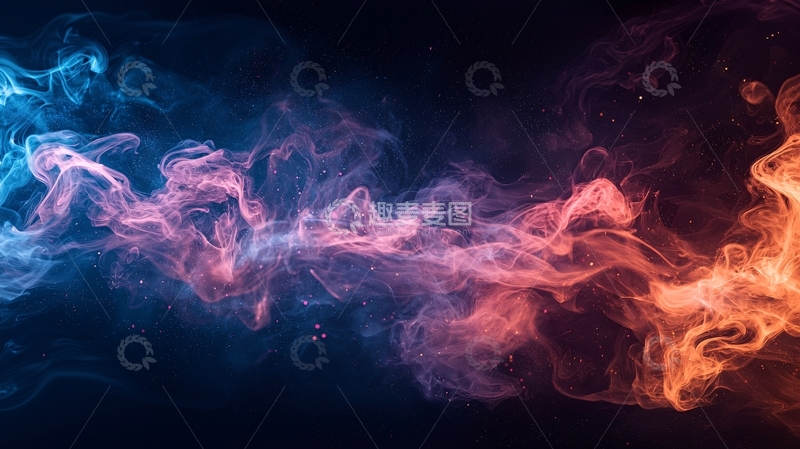 高清大图下载【趣麦麦图】蓝橙色烟雾交织的背景