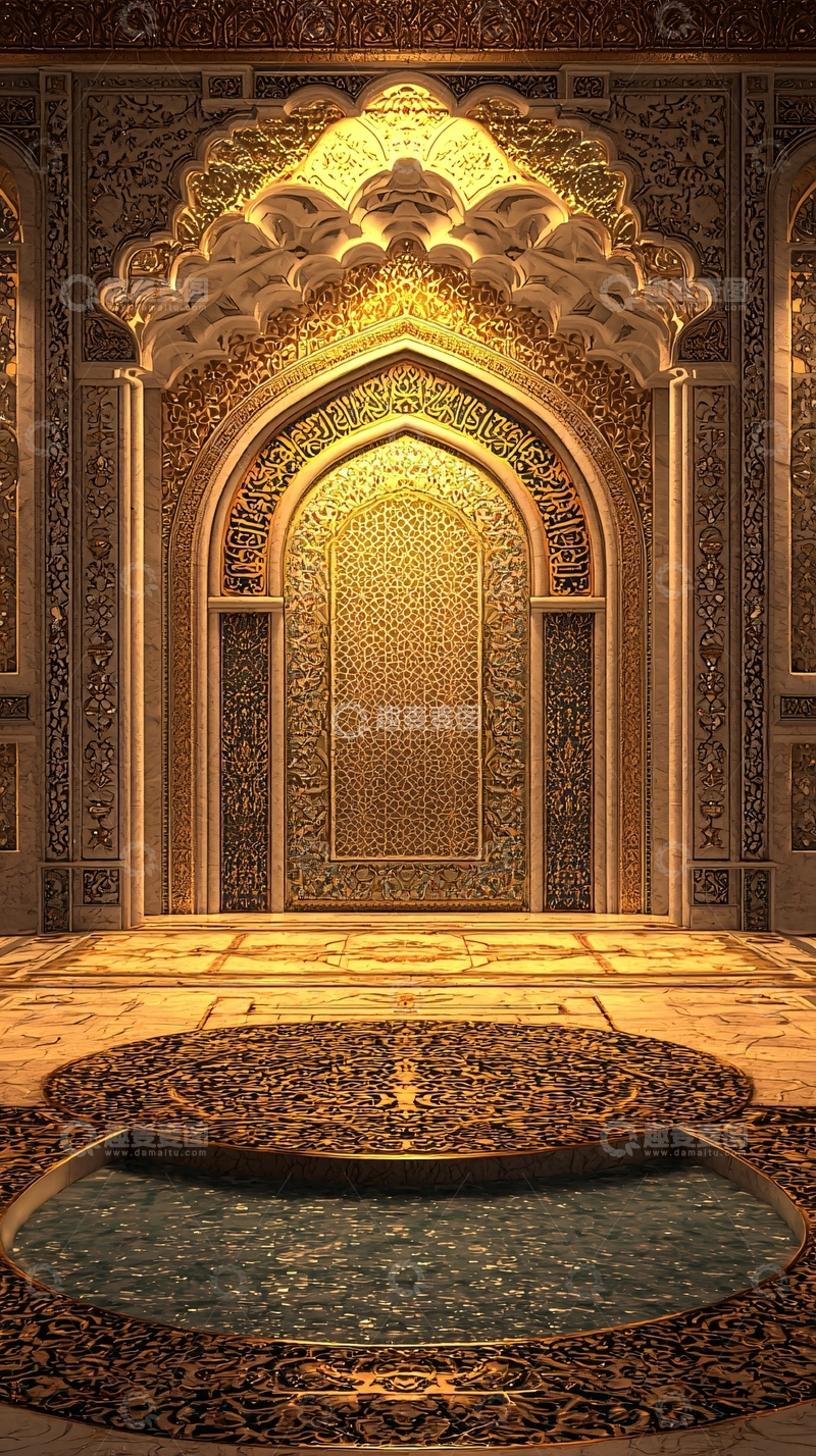 高清大图下载【趣麦麦图】奢华金色伊斯兰风格建筑