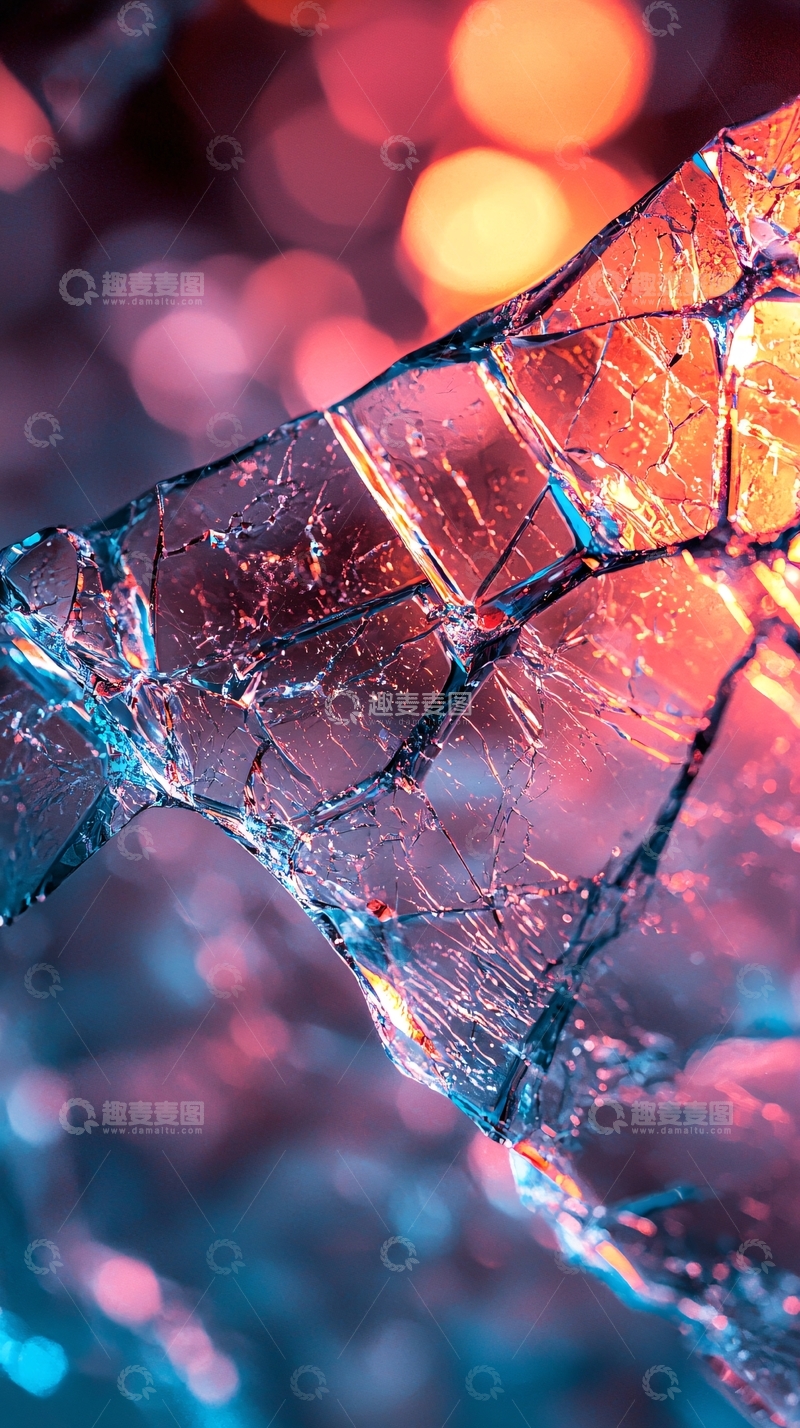高清大图下载【趣麦麦图】破碎的彩色玻璃特写