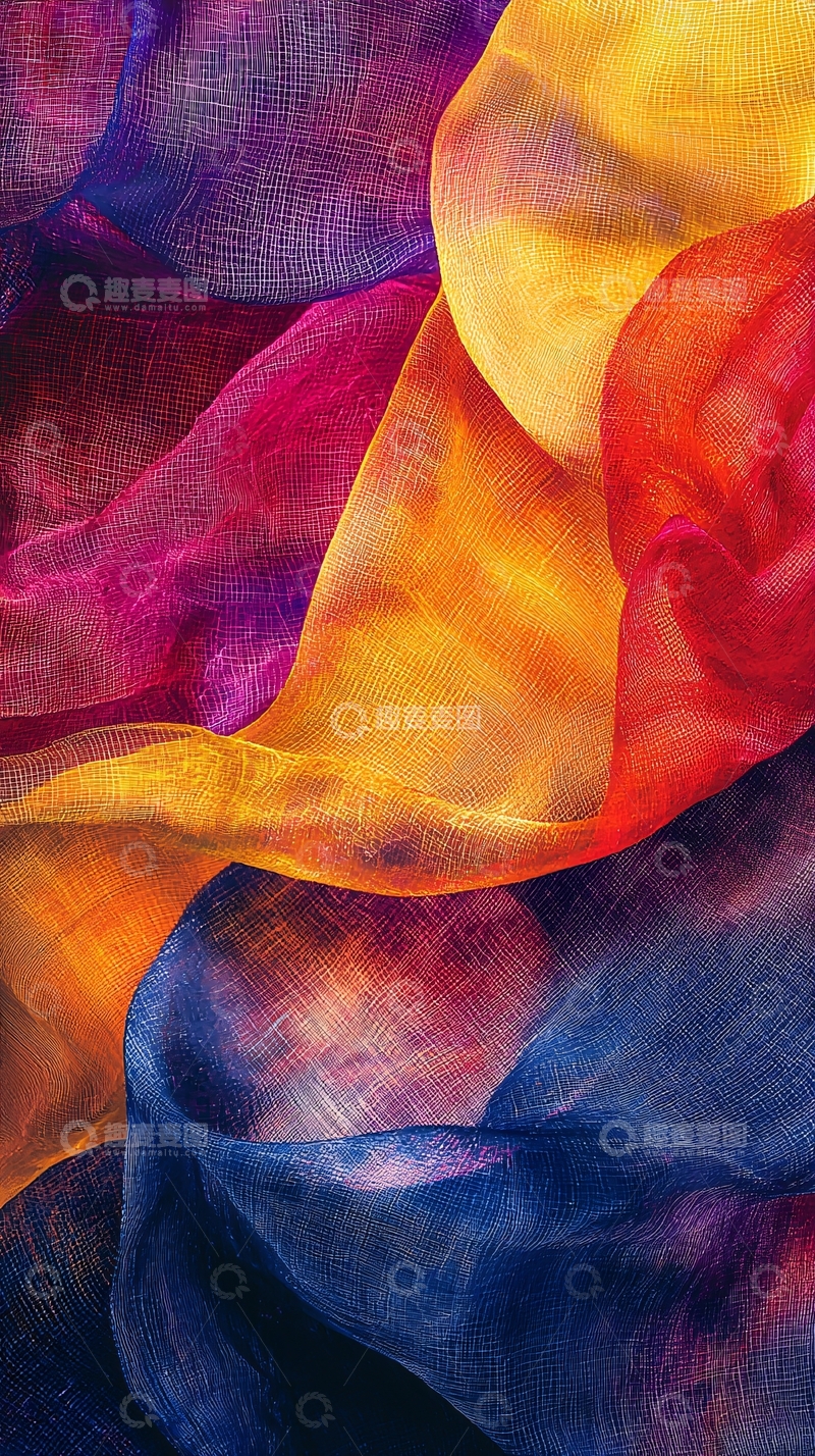 高清大图下载【趣麦麦图】彩色丝绸布料