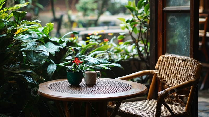 高清大图下载【趣麦麦图】绿植环绕的户外休闲空间